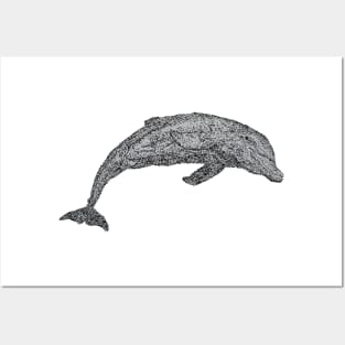 Dotwork Dolphin Art Print Posters and Art